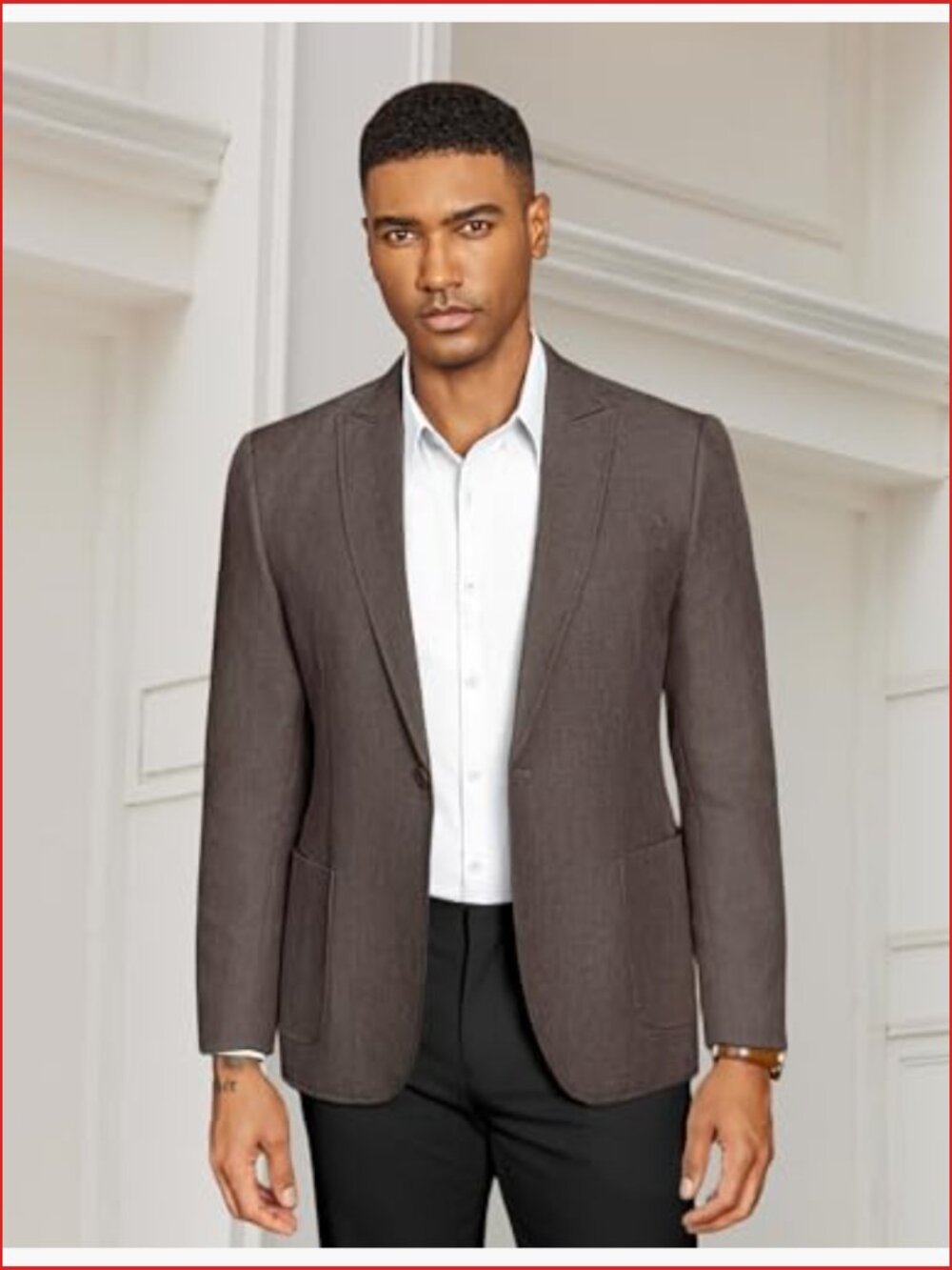 Slim Fit One Button Blazer Sport Coat Tuxedo Retro Jacket